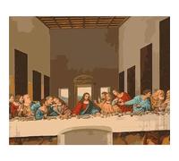 Dipingi con i Numeri per Adulti,Ultima cena DIY Painting by Numbers Kits,Kit di Pittura a Olio su Tela per Bambini Principianti con Pennelli e Acrilica Regalo per Decor Casa - con cornice,40x50cm
