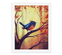 Dipingi con i numeri, uccello colorato appollaiato su un ramo autunnale, kit per pittura digitale per adulti, crea la tua scena magica, forniture artistiche senza cornice, 40 x 50 cm
