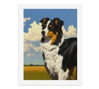 Dipingi con i numeri, un cane pastore colorato si trova in un campo sotto un cielo blu brillante, kit per pittura digitale per adulti, crea la tua scena magica forniture artistiche senza cornice, 40 x
