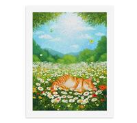 Dipingi con i numeri, un gatto accogliente che dorme in un campo di fiori, kit per pittura digitale per adulti, crea la tua scena magica, forniture artistiche senza cornice, 40 x 50 cm