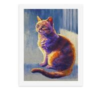 Dipingi con i numeri, un gatto colorato seduto su uno sfondo blu, kit per pittura digitale per adulti, crea la tua scena magica forniture artistiche senza cornice, 40 x 50 cm