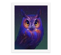 Dipingi con i numeri, un gufo colorato contro un cielo notturno stellato, kit per pittura digitale per adulti, crea la tua scena magica forniture artistiche senza cornice, 40 x 50 cm