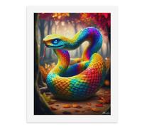 Dipingi con i numeri, un serpente arcobaleno colorato in una foresta autunnale Kit per pittura digitale per adulti Crea la tua scena magica forniture artistiche senza cornice 40 x 50 cm