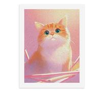 Dipingi con i numeri, un simpatico gatto arancione con gli occhi verdi seduto tra cannucce colorate Kit per pittura digitale per adulti Crea la tua scena magica forniture artistiche senza cornice 40 x