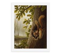 Dipingi con i numeri, un simpatico scoiattolo che sbircia da dietro un tronco d'albero, kit per pittura digitale per adulti, crea la tua scena magica, forniture artistiche senza cornice, 40 x 50 cm