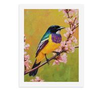 Dipingi con i numeri, un uccello colorato appollaiato su un ramo in fiore Kit per pittura digitale per adulti Crea la tua scena magica forniture artistiche senza cornice 40 x 50 cm