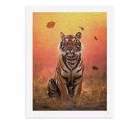 Dipingi con i numeri, una maestosa tigre siede tra foglie autunnali che cadono, kit per pittura digitale per adulti Crea la tua scena magica forniture artistiche senza cornice, 40 x 50 cm