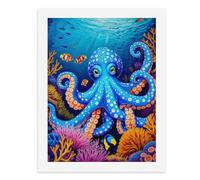 Dipingi con i numeri, una scena subacquea colorata con un polpo e pesci tropicali, kit per pittura digitale per adulti, crea la tua scena magica forniture artistiche senza cornice, 40 x 50 cm