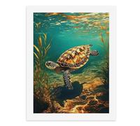 Dipingi con i numeri, una tartaruga marina nuota con grazia sott'acqua; 1 kit di pittura digitale per adulti Crea la tua scena magica forniture artistiche senza cornice, 40 x 50 cm