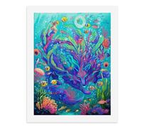 Dipingi con i numeri, una volpe subacquea colorata circondata da una vivace vita marina kit per pittura digitale per adulti Crea la tua scena magica forniture artistiche senza cornice 40 x 50 cm