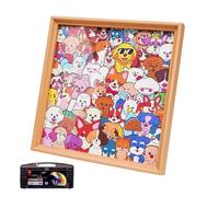 Dipingi i tuoi puzzle per bambini - legno + carta, 30 x 30 cm, cornice per colorare cani, puzzle di decorazione da tavolo per bambini, amanti degli animali, collezionisti, serate di gioco, F