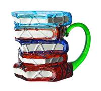 dipinta con libri impilati, da caffè e biblioteca, colorata e carina, porta bevande per lettori, donne, insegnanti, amanti della letteratura, topi di biblioteca, amici, famiglia, uomini