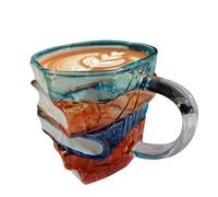 dipinta, da caffè a tema letterario, in a forma di libro, contenitore per bevande realizzato a mano, resistente alle scheggiature, ornamento decorativo da tavolo per soggiorno