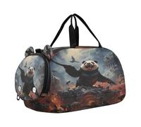Dipinti Ad Olio Panda Arrabbiato Borsa Sportiva da Nuoto e Palestra con Scomparto per Scarpe Borsa da Viaggio per Il Fine Settimana Borsone per Ragazzi