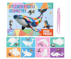 Dipinti con Adesivi,Apprendimento Geometrico Divertente E Riutilizzabile,Libro Di Adesivi Dipingi Per Numeri | Per Bambini Ragazze Adolescenti Famiglia Scuola Casa Viaggio Festa Di Compleanno
