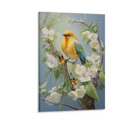 Dipinti di uccelli gialli su tela Wall Art White Flower Colorful Farfalla moderna stampa su tela poster decorazione da parete per decorazioni domestiche