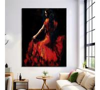Dipinti su Tela Abito Rosso Donna, Poster di Dipinto A Olio, Stampe su Tela in Nero Rosso, Arte da Parete, Immagini per l'arredamento del Soggiorno, Senza Cornice, 70x100cm