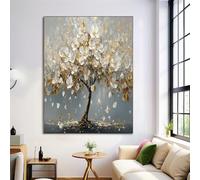 Dipinti su Tela Albero Di Fiori Bianchi, Poster di Dipinto A Olio, Stampe su Tela in Grigio chiaro, Arte da Parete, Immagini per l'arredamento del Soggiorno, Senza Cornice, 80x120cm