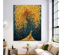 Dipinti su Tela Albero Di Monete D'Oro, Poster di Pittura A Olio, Stampe su Tela in Giallo brillante, Arte da Parete, Immagini per l'arredamento del Soggiorno, Senza Cornice, 80x120cm