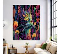 Dipinti su Tela Colore Gatto, Poster di Psichedelico, Stampe su Tela in Colori misti, Arte da Parete, Immagini per l'arredamento del Soggiorno, Senza Cornice, 30x40cm