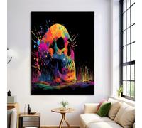 Dipinti su Tela Colore Teschio, Poster di Graffiti Arte, Stampe su Tela in Nero, Arte da Parete, Immagini per l'arredamento del Soggiorno, Senza Cornice, 70x100cm
