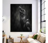 Dipinti Su Tela Con Corvo Selvatico, Quadri Da Parete Ritratto Di Animale, Stampe Di Quadri Nero Poster Decorativi Per Il Soggiorno La Camera Da Letto, Senza Cornice, 40X50Cm