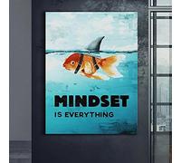 Dipinti su tela di motivazione in stile nordico La mentalità è tutto Poster e stampe di pesci Wall Art per la decorazione domestica 40x60cmx1pcs senza cornice
