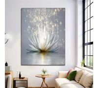 Dipinti su Tela Glitter Loto, Poster di Sogno, Stampe su Tela in Grigio chiaro, Arte da Parete, Immagini per l'arredamento del Soggiorno, Senza Cornice, 70x100cm