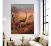 Dipinti su Tela Springbok Del Deserto, Poster di Animali, Stampe su Tela in Marrone, Arte da Parete, Immagini per l'arredamento del Soggiorno, Senza Cornice, 60x90cm