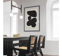 Dipinti su tela, stampe geometriche nere e beige, per la decorazione della casa, decorazioni murali astratte moderne, 90x140 cm (35x55 pollici) con cornice nera