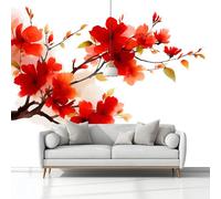 Dipinto A Inchiostro Di Ibisco Carta da Parati In Tessuti non Tessuti 350 x 256 cm Murali, Bianco Fotomurale Murale, Soggiorno Camera da Letto Cameretta Dei Bambini Decorazione