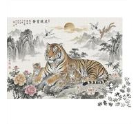 Dipinto a Inchiostro di una Tigre Puzzle in Legno 500 Pezzi Adulti E Ragazzi,Legno,Idea Regalo,Gioco Educativo,Sfida Impossibile,Decorazione Casa,dai 14 Anni,Antistress (52x38cm)