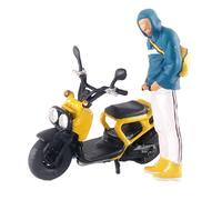 Dipinto a Mano 1:64 Figure Driving Bike Micro Layout Architettura Modello