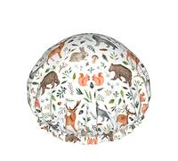 Dipinto A Mano Animali Della Foresta Cuffia Da a Impermeabile Riutilizzabile Da Bagno Elastica Per Donna, Cappucci Per Ragazze Spa Uso Domestico, Hotel E Parrucchiere