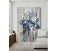 Dipinto A Mano Fiore Viola Dipinto A Olio Coltello Fatto A Mano Fiore/Viola Floreale 3d Texture/Dipinto Su Tela Artista Moderno Ristorante Decorazione Della Casa Wall Art,colore,60X80cm(24X32inch)