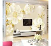 Dipinto A Mano Fiori Freschi Belli Semplici E Bianchi 3D Carta da Parati Tessuto in Seta Ufficio Sala Pranzo Divano Camera Soggiorno TV Sfondo Muro-400cm×280cm