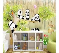 Dipinto A Mano Fresco Carino Cartoon Red Panda Jungle 3D Carta da Parati Premium Aspetto Della Seta Studio Soggiorno Camera Letto Parete Divano Muro-430cm×300cm