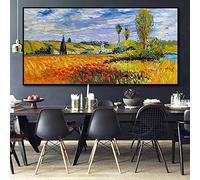 Dipinto a Mano Olio su Tela Wall Art, Van Gogh Wheatfield Soggiorno Riproduzione Texture Astratta Moderna, Grandi Opere d'Arte Dipinti Home Decor per Soggiorno Camera da Letto Regalo, Colore, 20×40