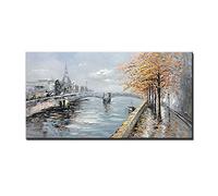 Dipinto A Mano Pittura A Olio,Scenario Astratto Lungo Il Fiume Arte Paesaggistica Dipinti Originali Dipinti A Olio Su Tela Dipinti Moderni Con Coltelli Grandi Opere D'Arte Da Parete Immagine Decor P