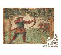 Dipinto a Mano|Robin Hood con arco e freccia| Puzzle Divertenti Per Tutta La Famiglia 1000pcs (75x50cm) Adulti