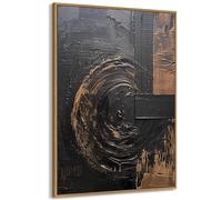 Dipinto a mano Super Large Astratto Wall Art in Nero & Marrone Medievale Wabi Sabi Tela testurizzata Neoclassicismo Scuro Decorazione per la casa Oversize Statement Painting 80x120cm Incorniciato