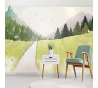 Dipinto A Mano Uccelli Delle Colline Forestali Sentiero Dandelion 3D Carta da Parati Premium Aspetto Della Seta Studio Soggiorno Camera Letto Parete Divano Muro-250cm×170cm