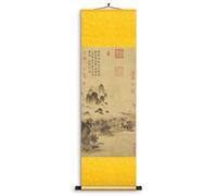 Dipinto A Rotolo Con Paesaggio Autunnale D'epoca, Arte Murale Cinese In Seta Per L'arredamento Del Soggiorno, Poster Da Appendere In Stile Feng Shui Orientale(Yellow,158 * 50cm)