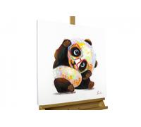 Dipinto acrilico 'II PANDA HIPSTER' | dipinto a mano su tela 60x60cm