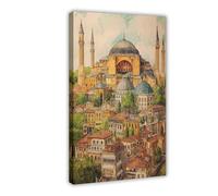 Dipinto ad acquerello con la cattedrale di Santa Sofia, su tela, decorazione artistica da parete per soggiorno, camera da letto, 30 x 45 cm