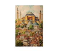 Dipinto ad acquerello con la cattedrale di Santa Sofia, su tela, per camera da letto, ufficio, camera da letto, regalo, 50 x 75 cm