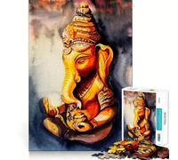 Dipinto ad acquerello del Signore Ganesha,puzzle da 1000 pezzi per ragazzi,gioco di concentrazione mentale,bordi lisci e tagliati con precisione,ideale come regalo di Natale (38x52cm)