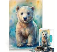 Dipinto ad acquerello di un simpatico orsetto Puzzle da 1000 pezzi Gioco di concentrazione mentale Design a incastro preciso Sfida interattiva per il cervello per la casa (38x52cm)