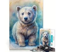 Dipinto ad acquerello di un simpatico orsetto Puzzle da 1000 pezzi Gioco interattivo Think Boost Incastro perfetto,nessun pezzo si stacca Sfida cerebrale per la casa (50x75cm)