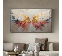 Dipinto ad ala su tela, grande arte murale astratta, dipinto ad ala dorata, dipinto personalizzato, arredamento minimalista per la casa, cornice 70x140 cm